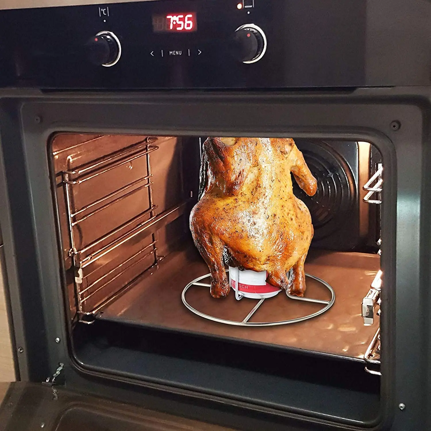 Stainless Steel Beer Can Chicken Holder Metal Stand with Mesh Accessory for Grill Cooking Waterproof Customizable Size