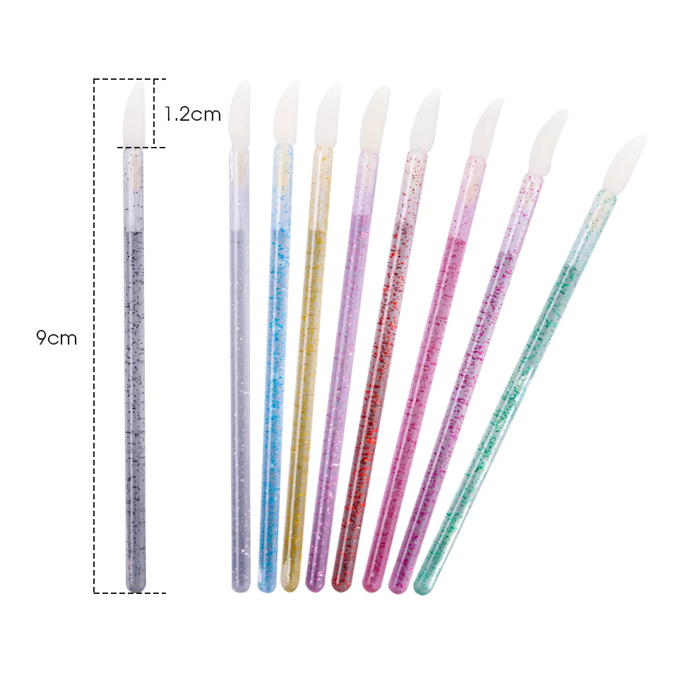 Wholesale  Applicator Wands Transparent Handle Private Label Lip Exfoliator Makeup Brush Applicator Disposable lip scrub brush