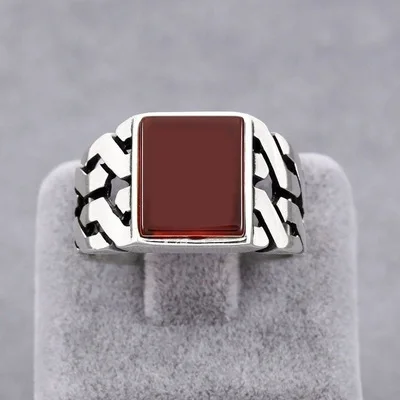 925  plated silver stone ring designs for men turkey