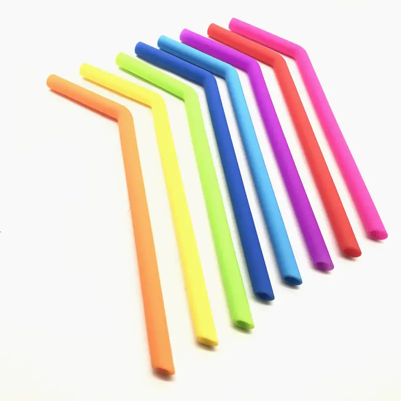 Straight Bent Silicone Straw Environmentally For Bar Restrautant Recycle