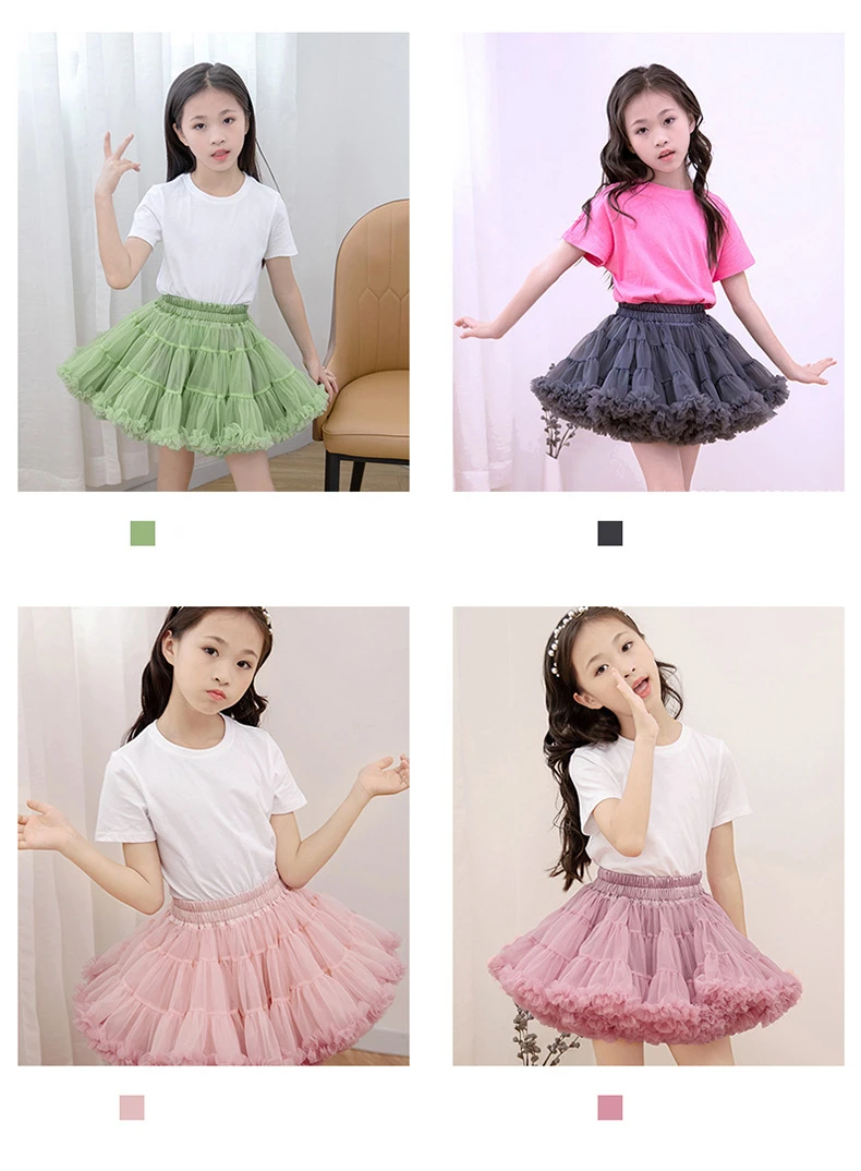 Customization Children Girls Tutu Skirt Mesh Cake Dress Christmas Birthday Girls Dress All Seasons Dance Tulle Pettiskirt
