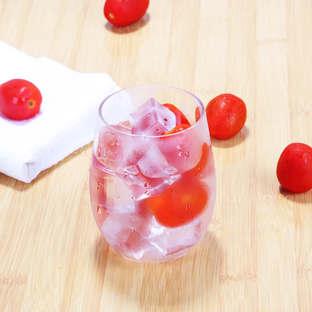 
Custom Eco Friendly Unbreakable Plastic Clear Stemless Red Wine Glass 