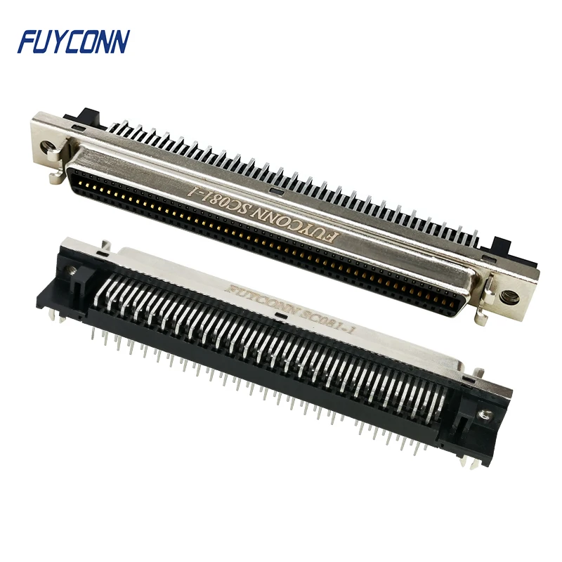 90 degree PCB CN Type 1.27mm Female Servo 100pin SCSI Connector,  Right Angle PCB 100P Female MDR SCSI DIP Connector