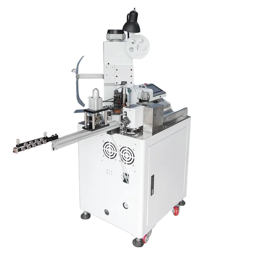 Fully Automatic Wire Cutting Stripping Two wires Terminal Crimping Machine