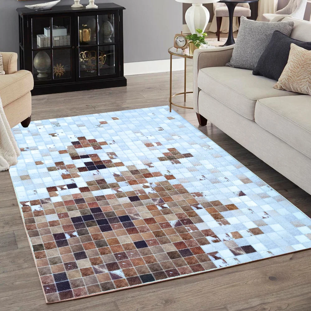 Chinese  Hot sale Wholesale Patchwork Leather Carpet High Quality Customized Colour Cowhide Rug