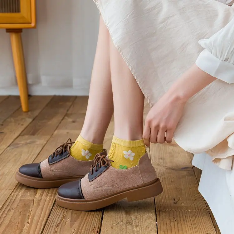 Тонкие женские носки Новинка весна-лето гиуна цветки свежие хлопковые носки твист носки в японском стиле ретро