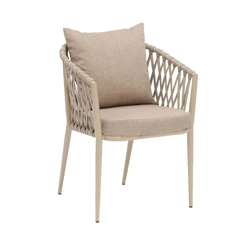 Terrace outdoor restaurant patio garden set furniture rope woven outdoor dining chair patio rope chair furniture