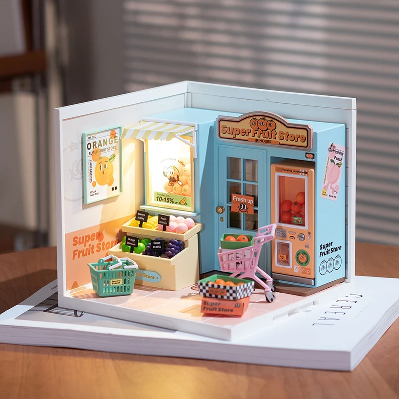 Robotime Rolife DW003 Fruit Store Collectible Blocks Model Building Toys 3D Plastic Puzzle DIY Miniature House Kit