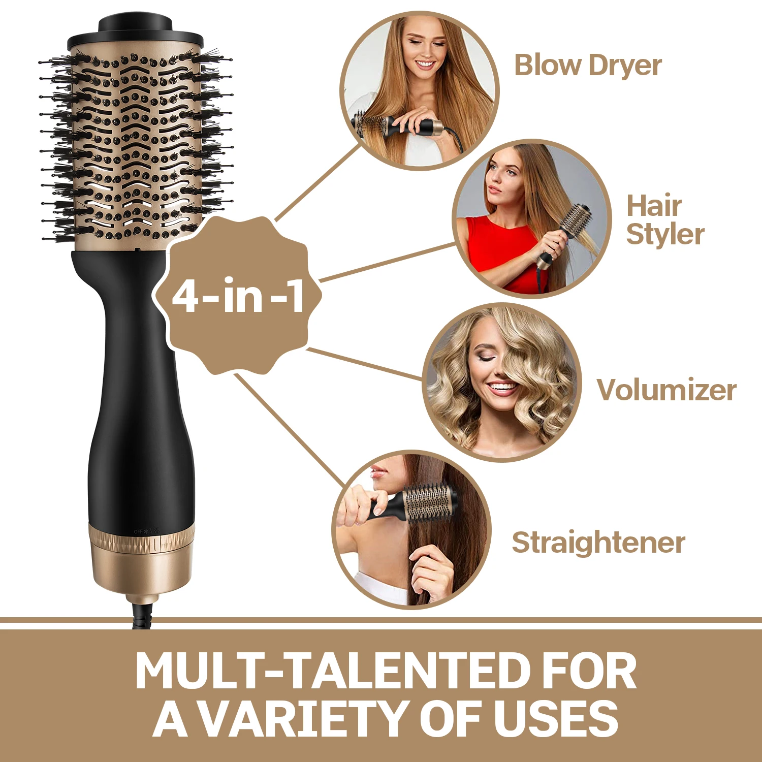 2024 New Hair Styling with 3 in 1 Set Hot Air Comb Blow Dryer Brush Hair Straightener for All Hair Types