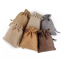 Custom Printing Coffee Beans Peanut Candy Seed Storage Jute Drawstring Bag