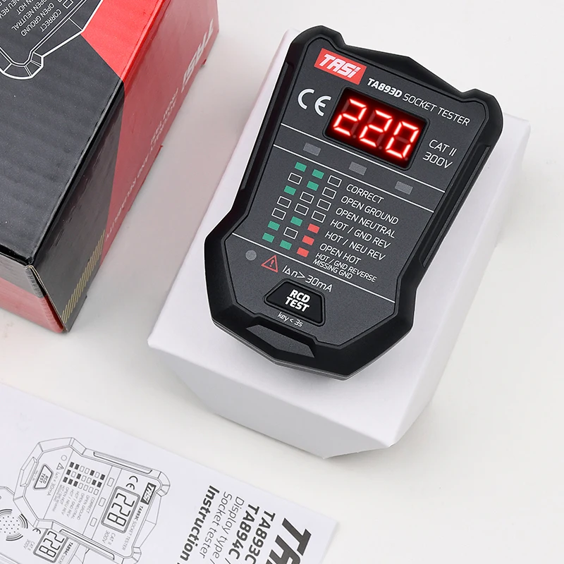 Тестер напряжения TASI TA893D 175 В ~ 250 тестер RCD GFCI британская вилка настенной