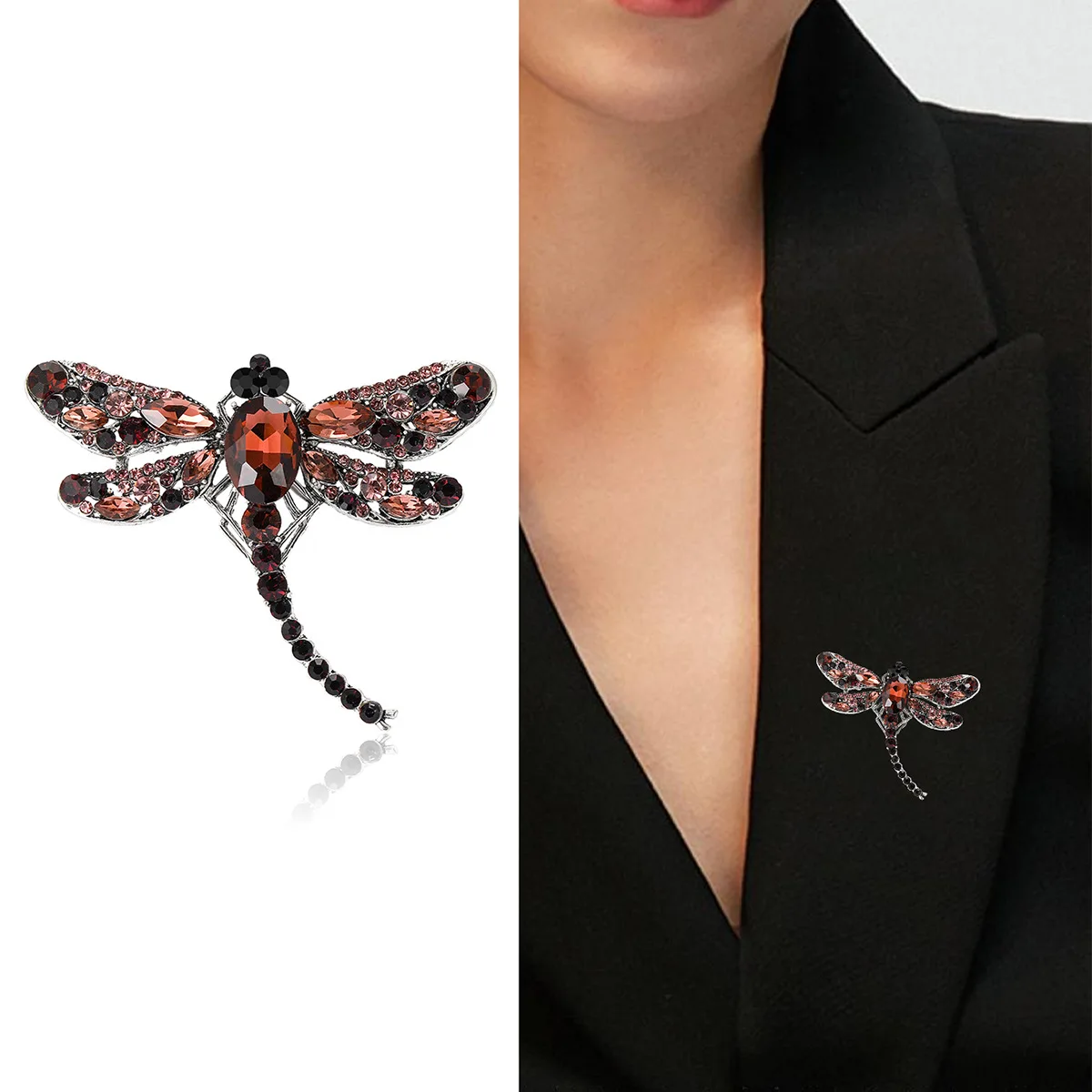 Luxury Dragonfly Brooches Designer Jewelry Shiny Crystal Rhinestone Brooch Pin Gift Full Diamond Brooch Suit Clothing Decoration