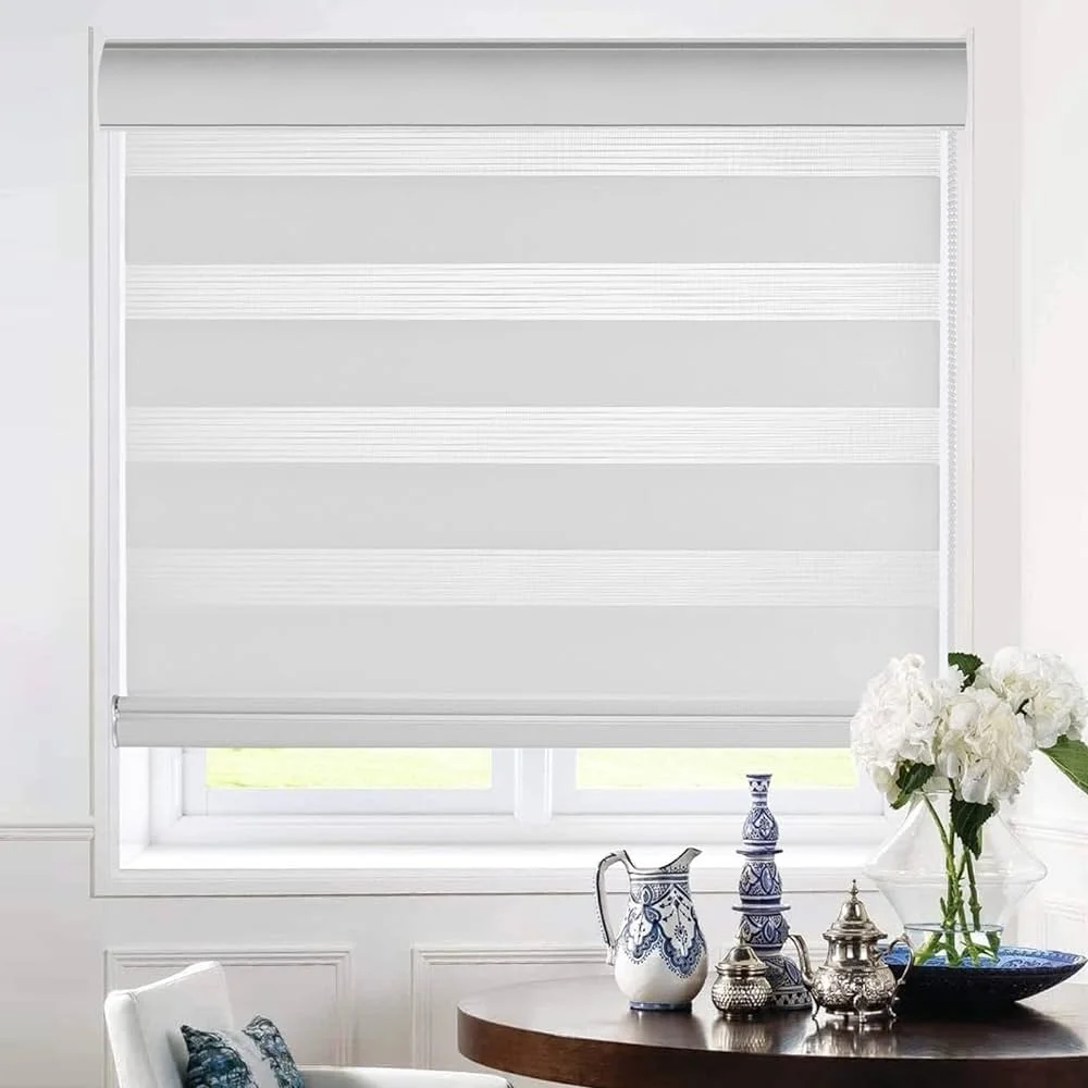 Google 100% Polyester Horizontal Wifi Control Smart Home Shades Roller Motor Electric Blind Automatic Zebra Motorized Blinds
