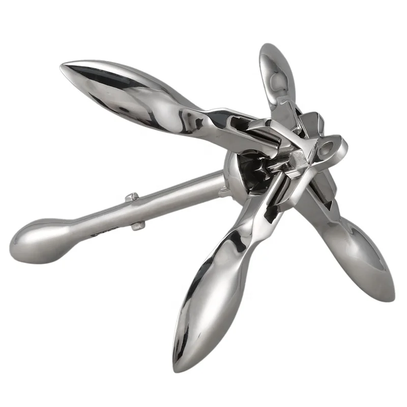 Marine hardware 316 stainless steel folding grapnel anchor for boat