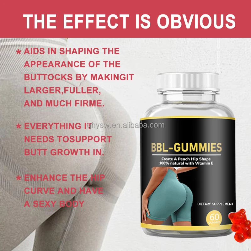 OEM Private Label BBL Gummies Peach Hip Shape Larger Fuller Butt Enhace Curve BBL Gummies