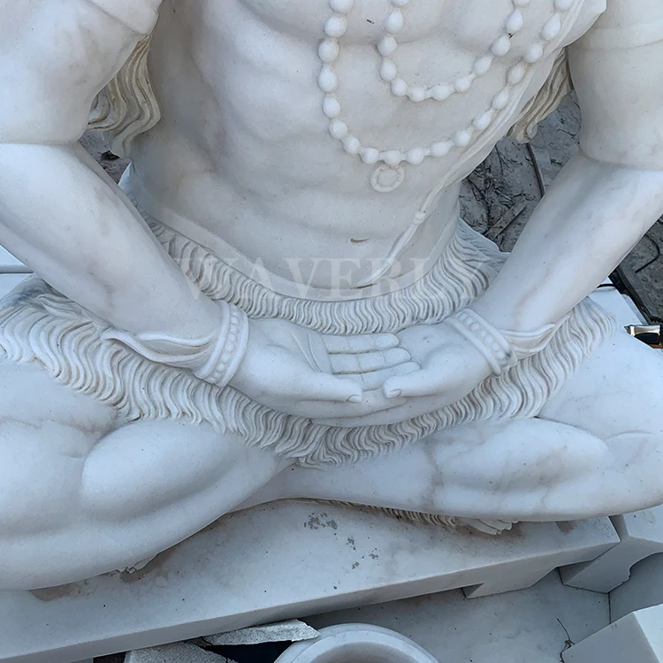 Garden High Quality Indian Lord White Marble Large Stone Carving Statue Meditating Shiva Sculpture Marble Statue Of Shiva