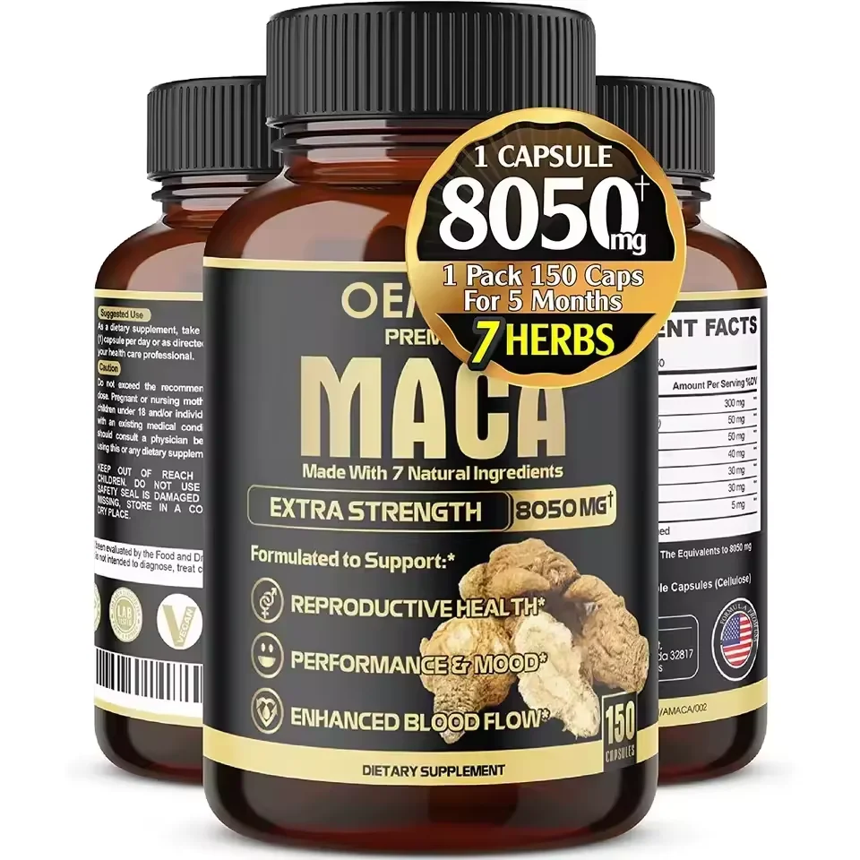 New Arrival Maca Root Capsules With Shilajit Ginseng For Man Power Support Black maca capsules