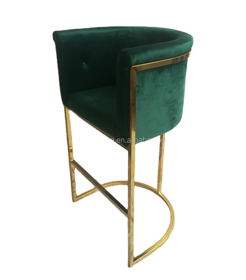 Nordic velvet restaurant high chair modern style stainless steel bar stool chair luxury furniture pink wedding guest high chairs