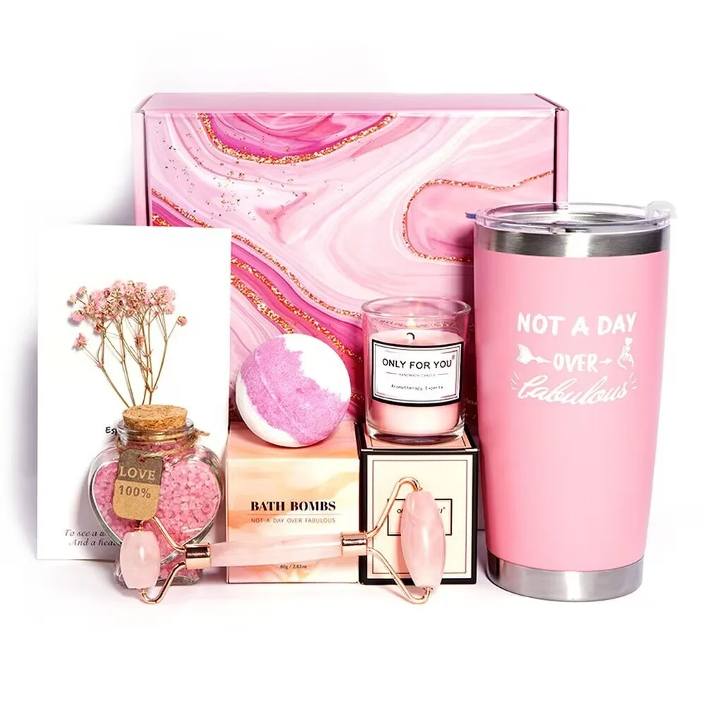 Promotional Happy Birthday Gifts Women Mothers Day Luxury Spa Care Package Gift Socks Tumbler Scented Candle Relaxing Spa Gifts