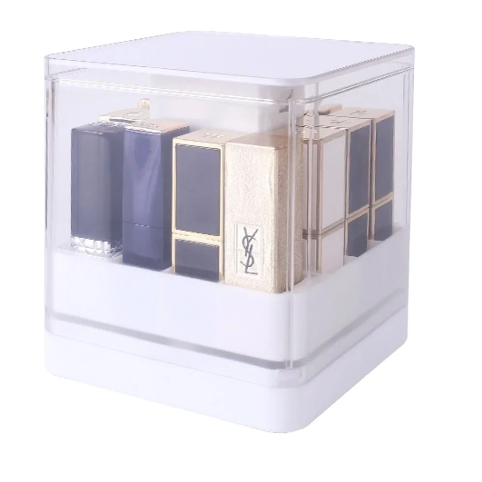 Press The Lifting Lipstick Storage Box Cover Dust Proof Transparent Window Red Frame Multi Grid Lipstick Storage Box