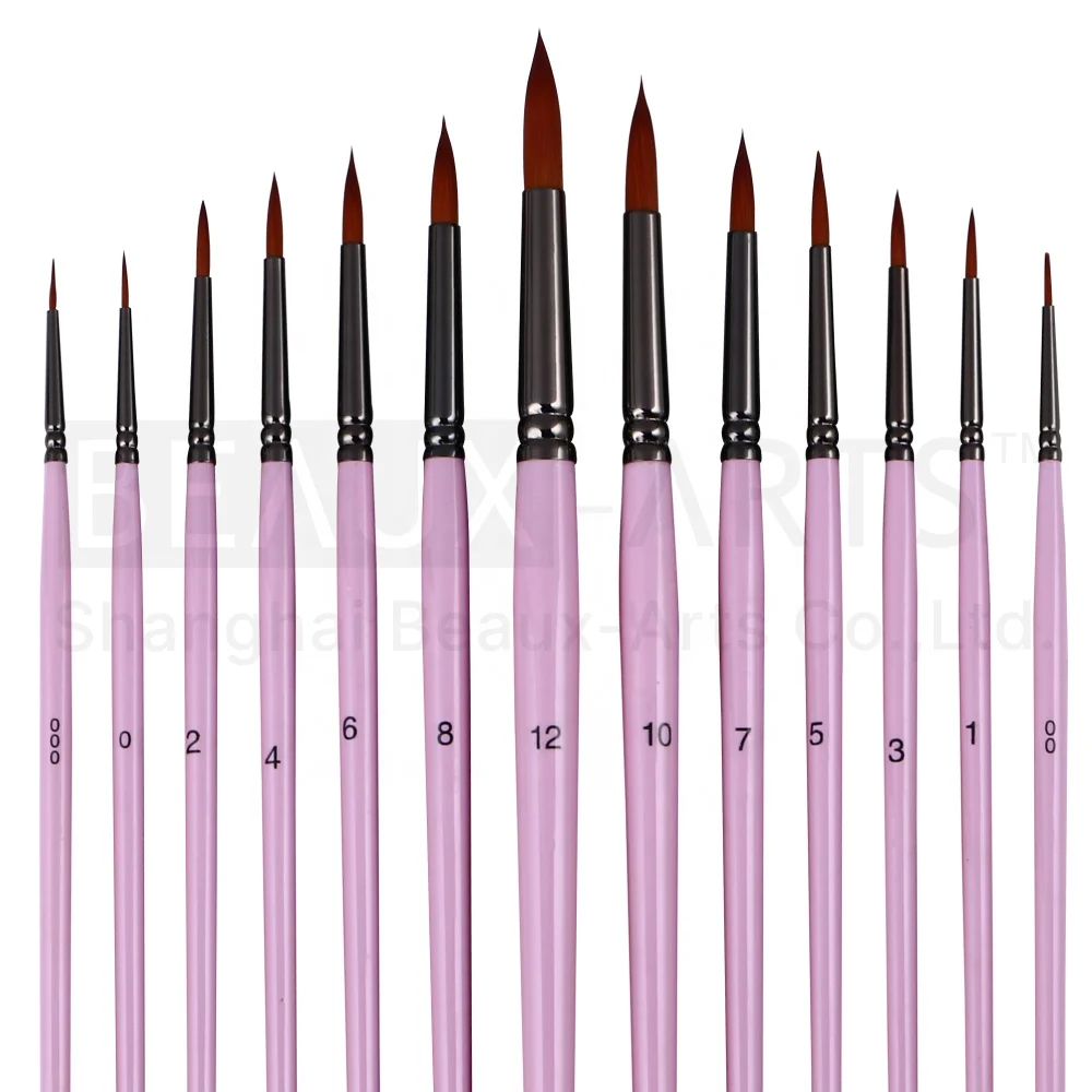 Round Synthetic Sable Hair Acrylic Professional Artist Paint Brush Set