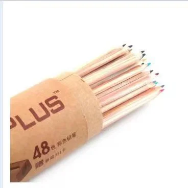 colored pencils water soluble 48colors green paper tube packing of log pencils for artists