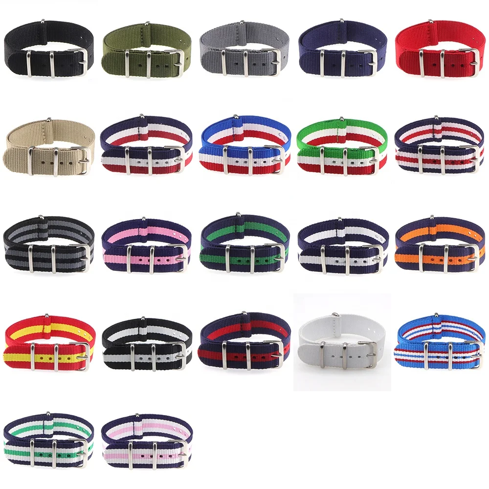 OEM Custom 12mm 14mm 16mm 18mm 20mm 22mm 24mm Striped  Strap Nylon Watch Band