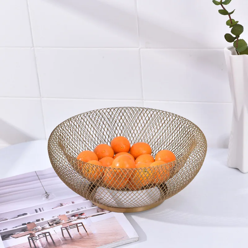
Nordic creative style double-layer iron fruit basket modern living room household fruit plate dried fruit candy receiving basket 