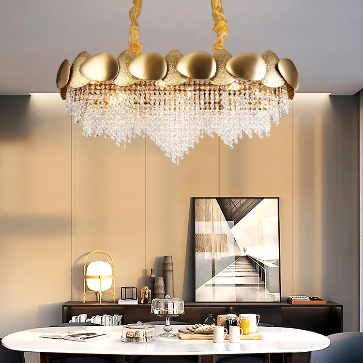 DLSSLIGHTING Modern Indoor Hotel Villa Pendant Lighting Luxury Stainless Steel Crystal Chandeliers