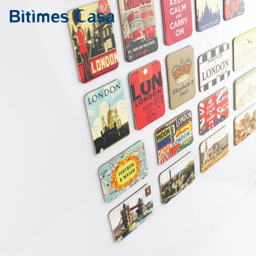 Wholesale Vintage World-famous City Tourist Souvenir Refrigerator Fridge Magnets For Paris New York London Home Decoration