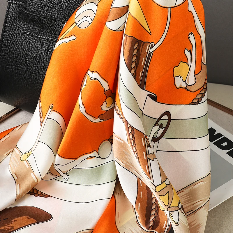 nordic chains For Women Wholesaler silk scarf Bundle Tulle 70*70cm Sustainable