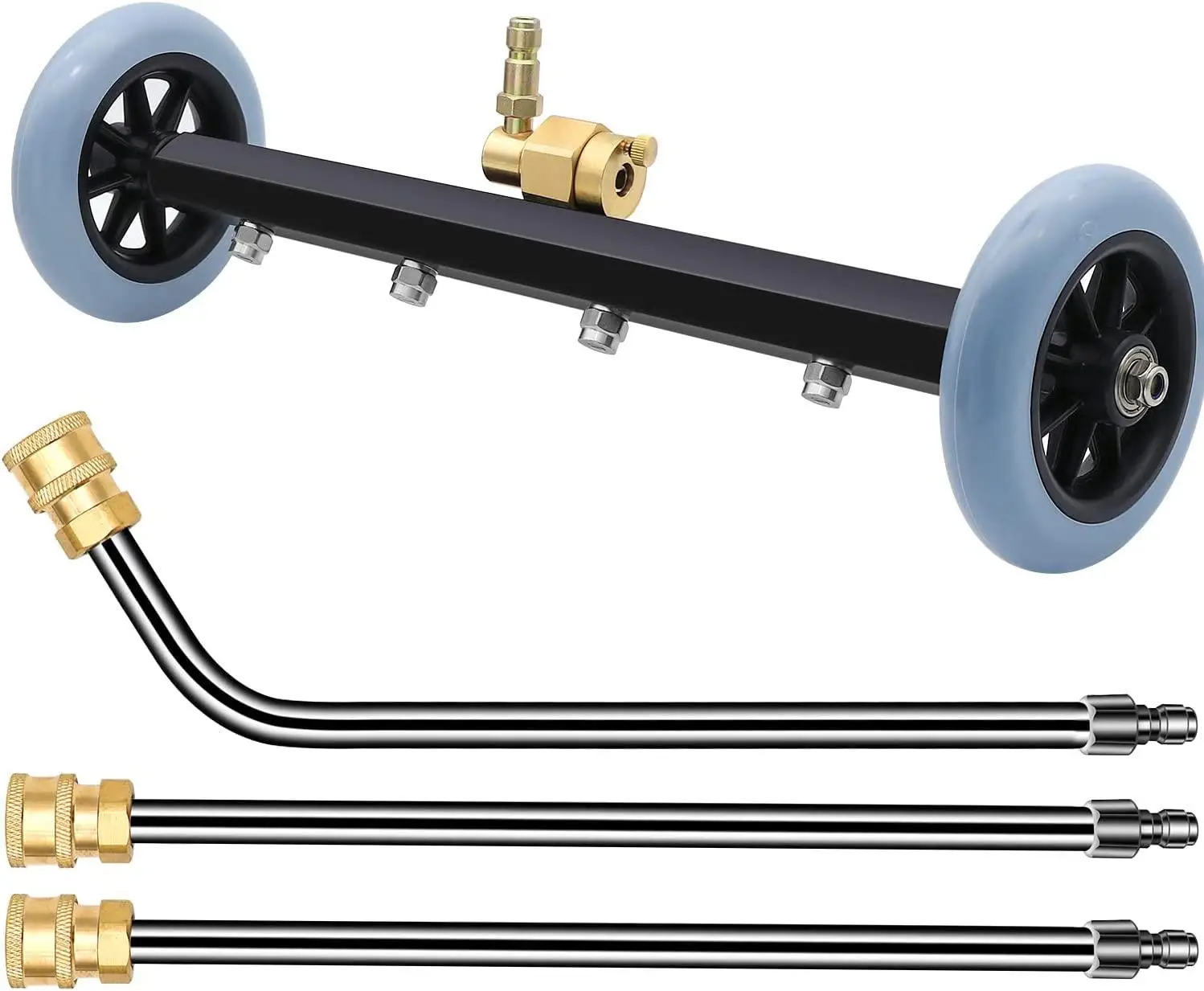 Двухфункциональный очиститель шасси высокого давления с быстроразъемным соединением с 4 насадками, 3 удлинительными палочками