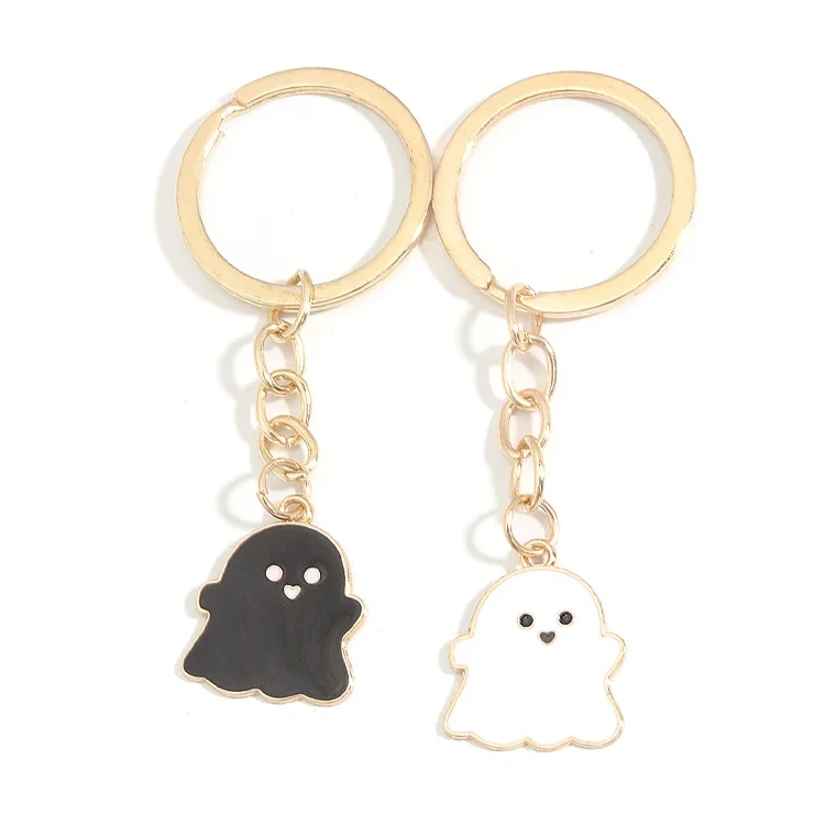 Custom Metal halloween keychain Cute Little Ghost Keychain Halloween Spoof Gold Color Key Chains