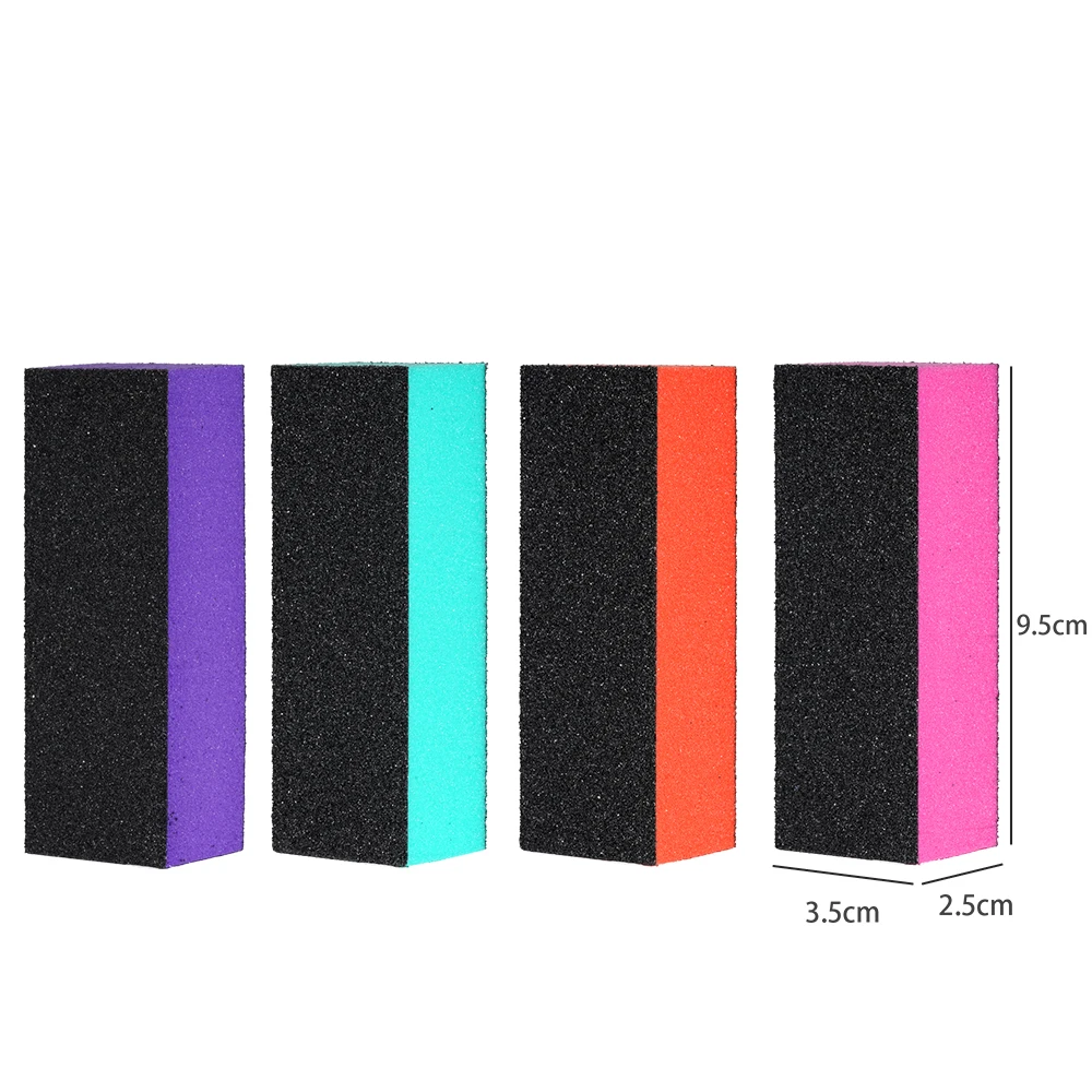 High End Colorful 3 way Nail File Sanding Buffer Block Rubber Nail Buffer for Manicure Pedicure Nail Tools