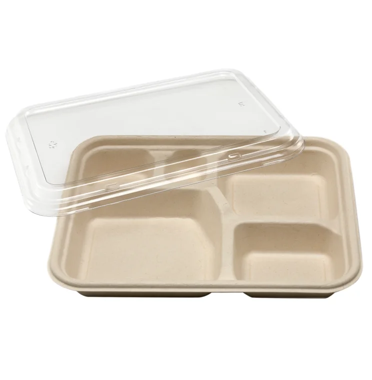 Home and kitchen tools gadget tabletop accessories mirco-pak bagasse food tray disposable biodegradable meat tray with lid