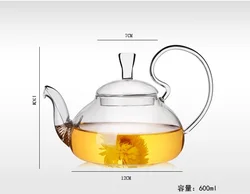 Glass Teapot with Elegant Swan Handle for Jasmine Herbal Tea Blooms