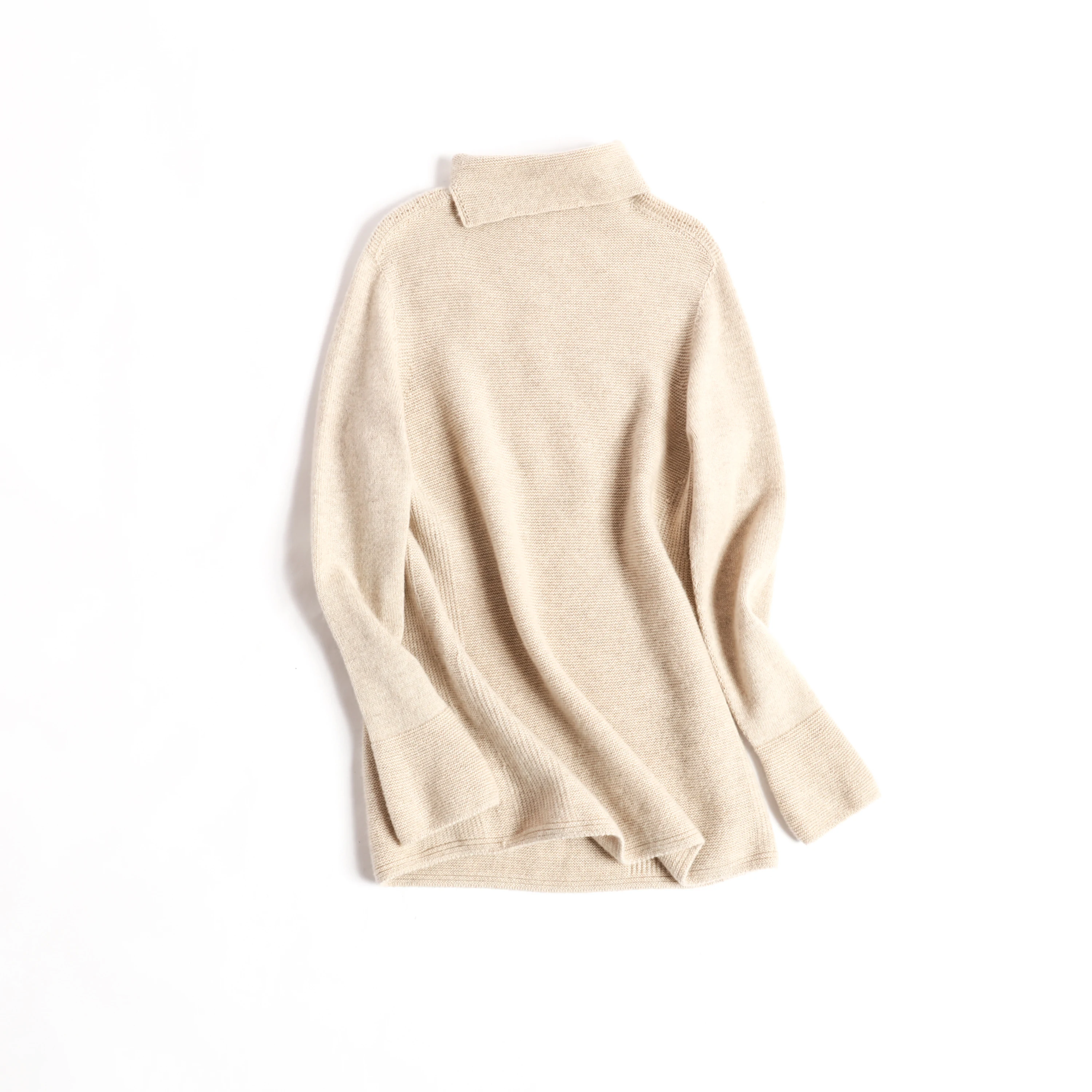 Luxury Pure Virgin Cashmere Women Cozy Knitwear Turtleneck Pullover Sweater