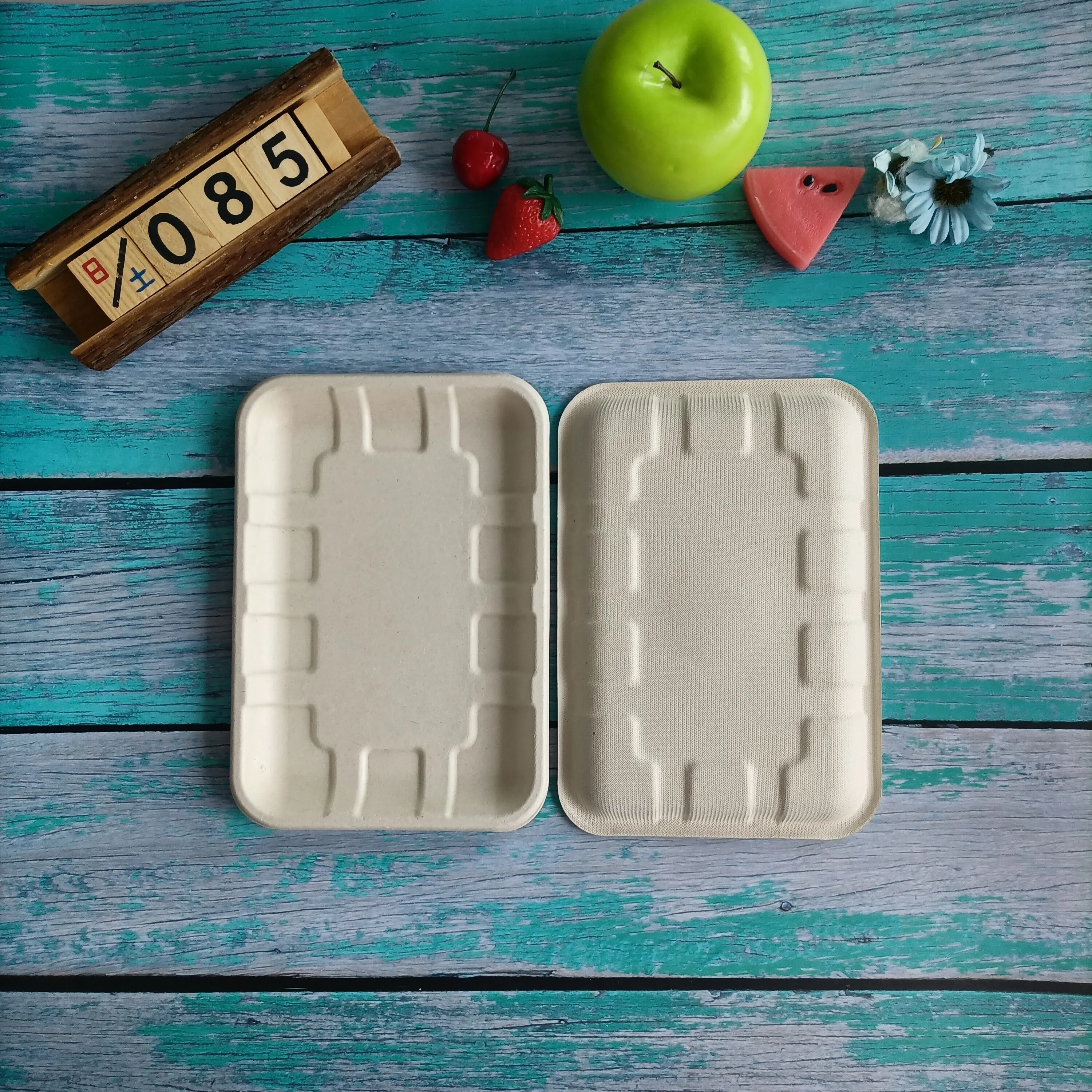 10Inch Hollowware Tableware Disposable Bbq Fast Food Rectangular Shaped Trays Serving Supermarket Meat Tray