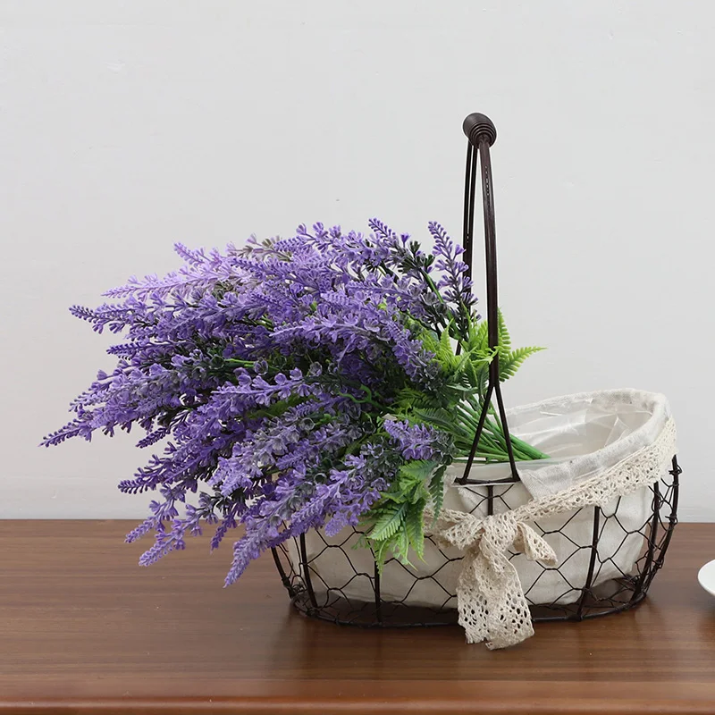 Simple Design Plastic Branches Artificial Purple Lavender Office Desktop Decoration Artificial Flowers