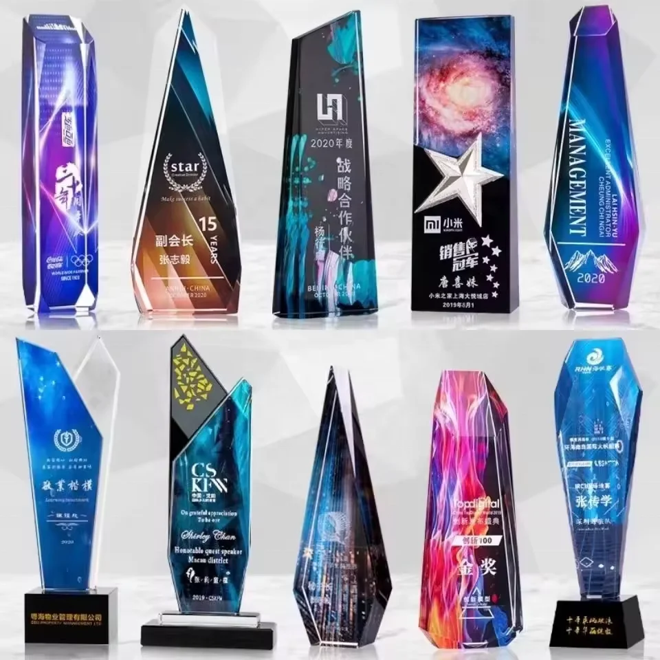 UV Printing Customized Champion Award Crystal Award Trophy