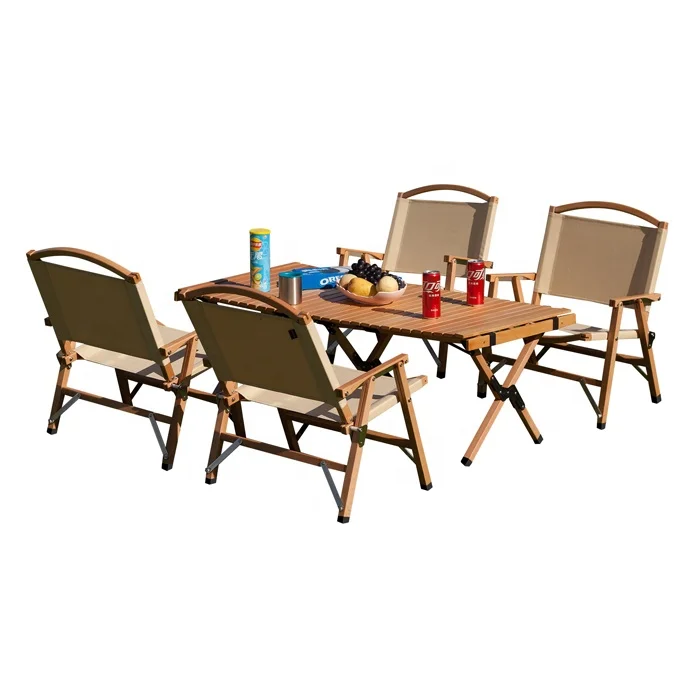 Wholesale Portable Packable Foldable Outdoor Picnic Table and Chairs Set Beach Travel Folding Canvas Camping Chair