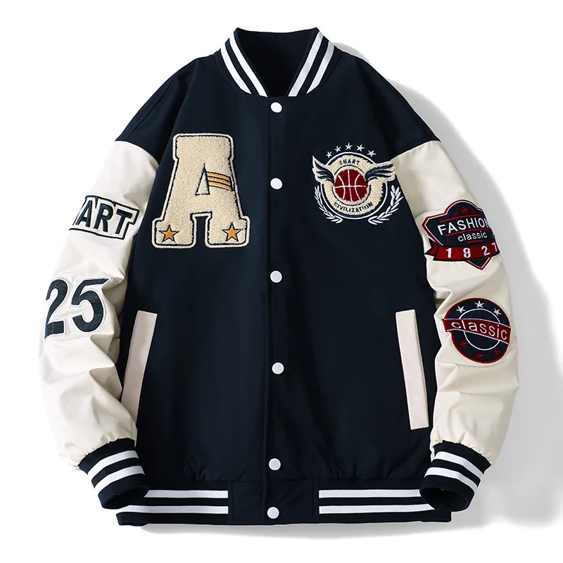 New men spring with autumnunisex button down college letterman bomber jackets custom baseball  jacket
