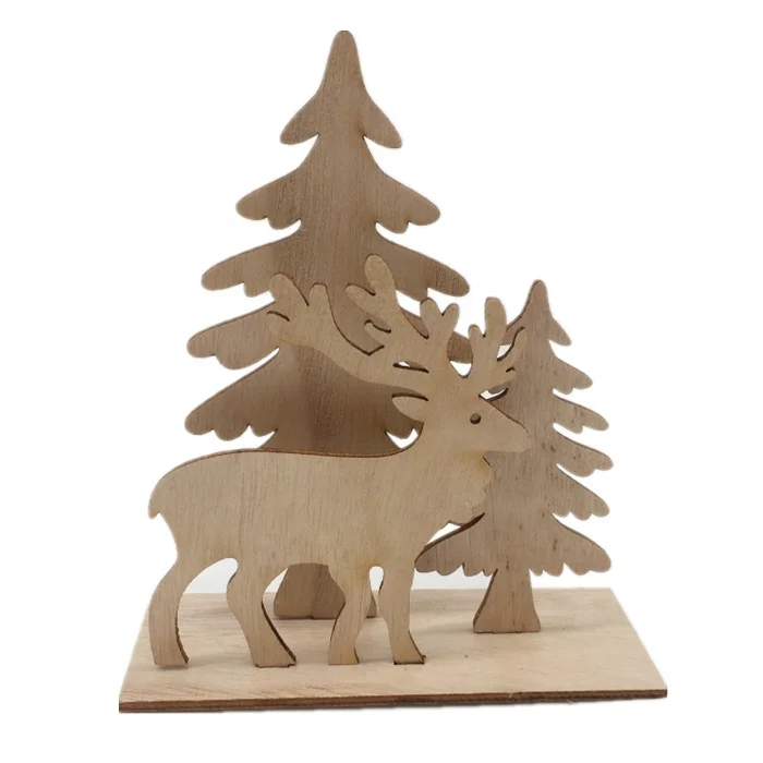 
Wood crafts 3d wood cut customized shape Christmas Ornaments decorations for home 
