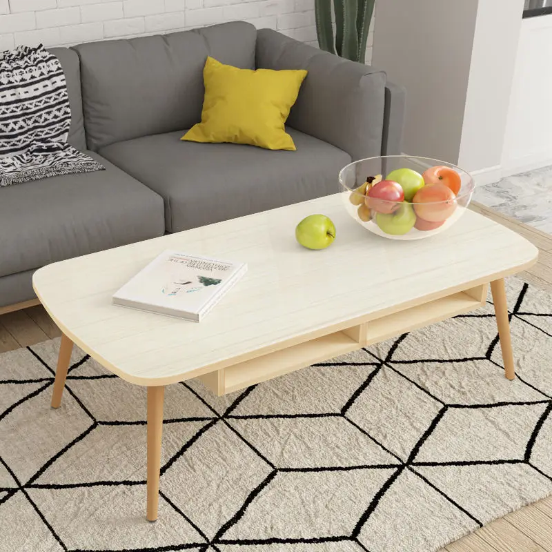 living room large arc angle top wooden coffee table with storage drawer