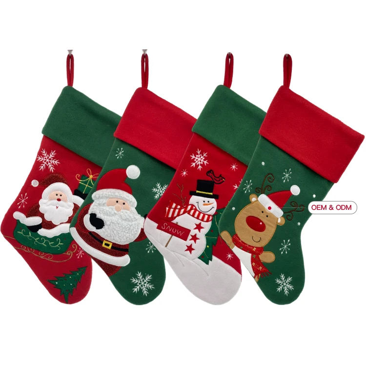 New Year Wholesale Candy Bag Personalized Knitted Stocking Christmas Dog Bone Christmas Stocking Burlap for Embroi