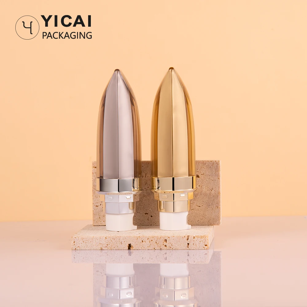 New design Oval shape 38ml 40ml 45ml silver Acrylic double wall cosmetic sunscreen lotion cream bottle with tube