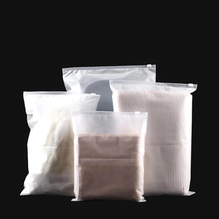 Оптовая продажа фабричная упаковка с логотипом прозрачная матовая застежка-молния пластиковые упаковочные пакеты для одежды
