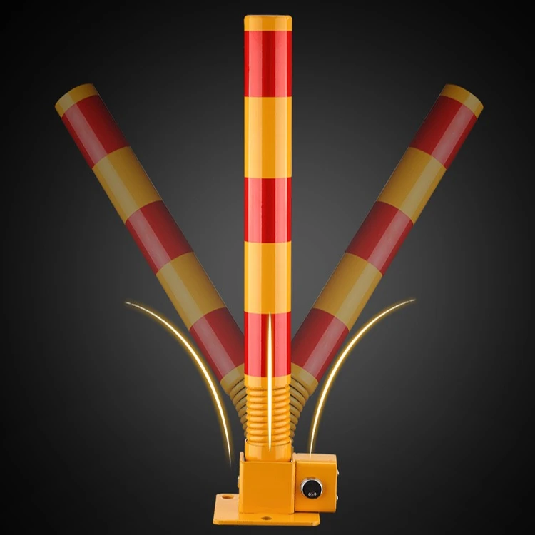 Red Yellow Reflective Semi-automatic Parking Lock Pole, Post Bollards, Spring Parking Blocker