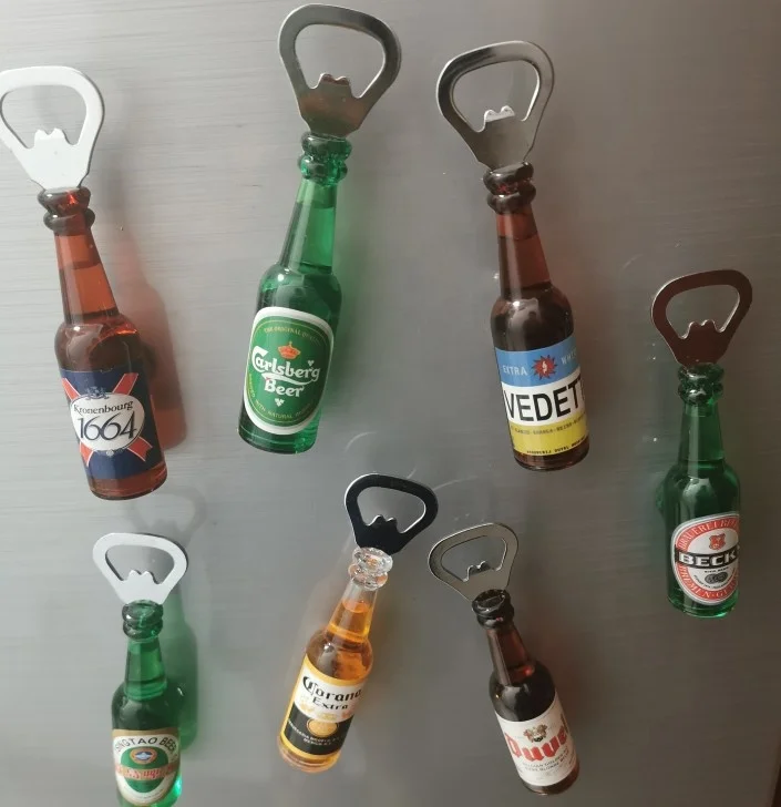 Beer Bottle Shaped Fridge Magnet Bottle Opener Refrigerator Creative Refrigerator Decoration PVC Beer Bottle Opener