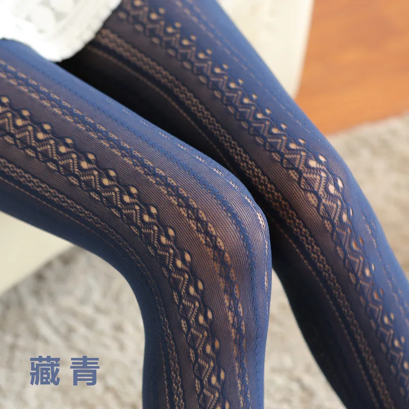 Vertical Strips Seamless Pantyhose Women s Fishnet Hollow out Knitted Tights
